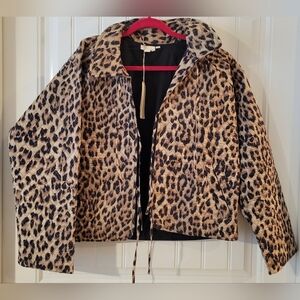 Anthropologie Let Me Be Leopard Print Jacket Sz L